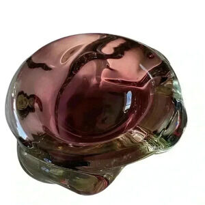 Vintage Heavy Glass Dish-Amethyst ASH TRAY, KEYS DISH OR HOLDER